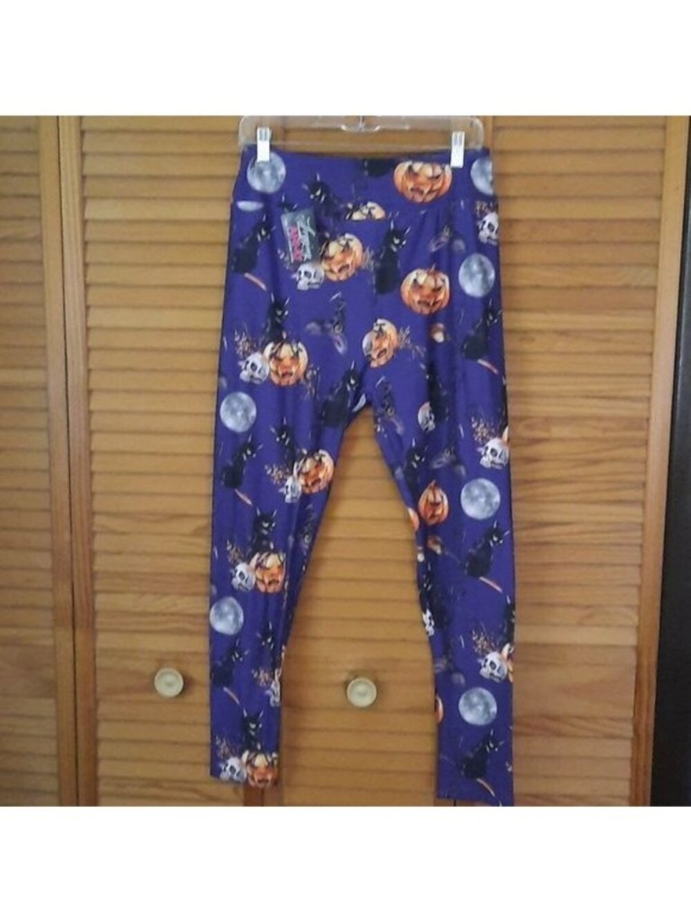 Legging Army Halloween Black Cat Pumpkin Moon Witchy Purple Leggings PS14-20